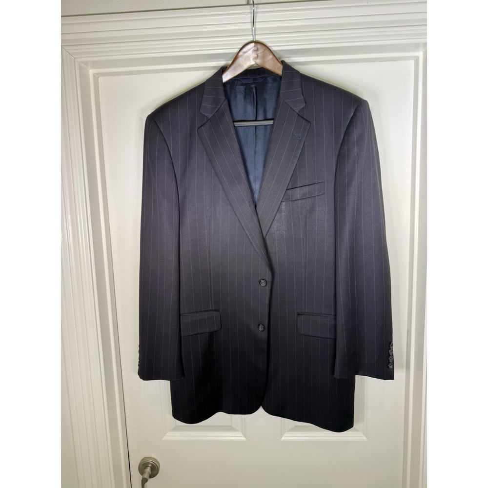 Burberry London Blazer Mens 43 Long‎ Navy Pinstripe Kensington Wool Suit Jacket